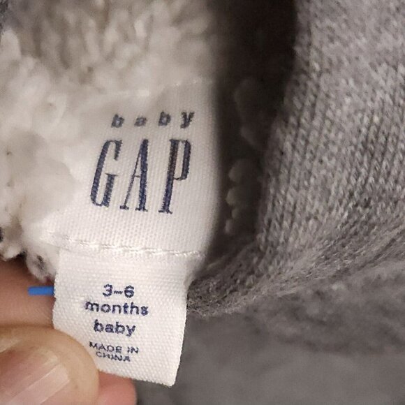 Baby Gap Infant Grey Fleece Lined Full Zip Hooded Sweatshirt 3-6 Months - Picture 4 of 5